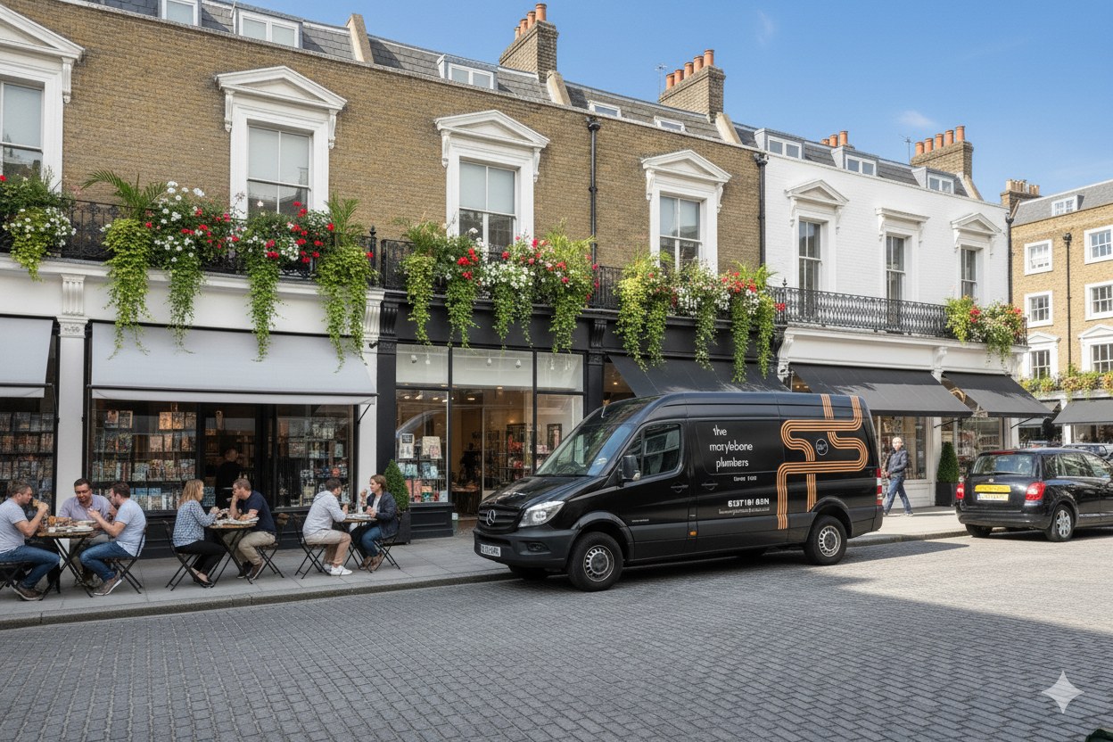 The Marylebone Plumbers van on a Central London street